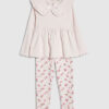 Mini Girls Pink Rib Collar Peplum Top Set