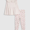 Mini Girls Pink Rib Collar Peplum Top Set