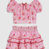 Mini Girls Pink Strawberry Bow Skirt Set