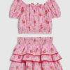 Mini Girls Pink Strawberry Bow Skirt Set