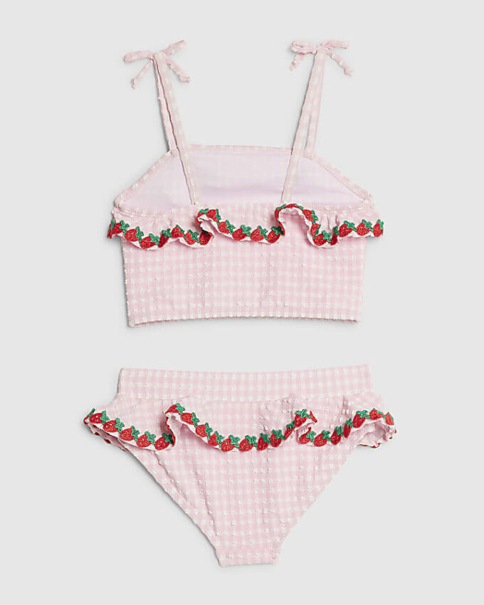 Mini Girls Pink Strawberry Tankini Set