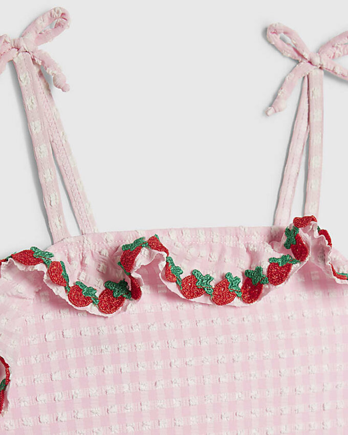 Mini Girls Pink Strawberry Tankini Set