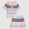 Mini Girls Pink Stripe Polo Shirt Set
