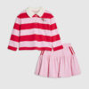 Mini Girls Pink Stripe Polo Shirt Set