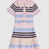 Mini Girls Pink Stripe Polo Shirt Set