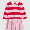Mini Girls Pink Stripe Polo Shirt Set