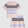 Mini Girls Pink Stripe Polo Shirt Set