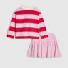 Mini Girls Pink Stripe Polo Shirt Set