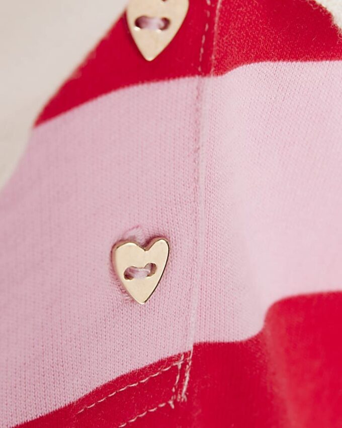 Mini Girls Pink Stripe Polo Shirt Set