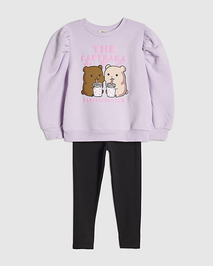 Mini Girls Purple Babyccino Jumper Set