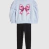 Mini Girls Purple Bow Sweatshirt Set