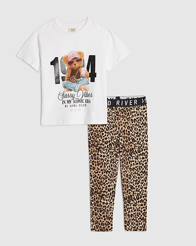 Mini Girls White 1994 Bear T-Shirt Set