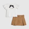 Mini Girls White Faux Suede Skort Set