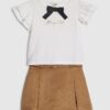 Mini Girls White Faux Suede Skort Set