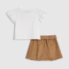 Mini Girls White Faux Suede Skort Set