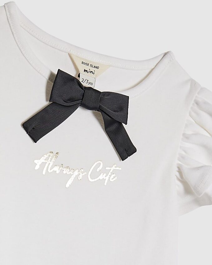 Mini Girls White Faux Suede Skort Set