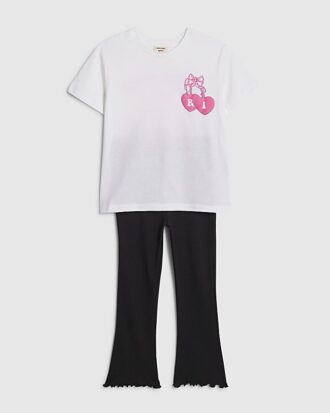 Mini Girls White Iconic Vibes T-Shirt Set