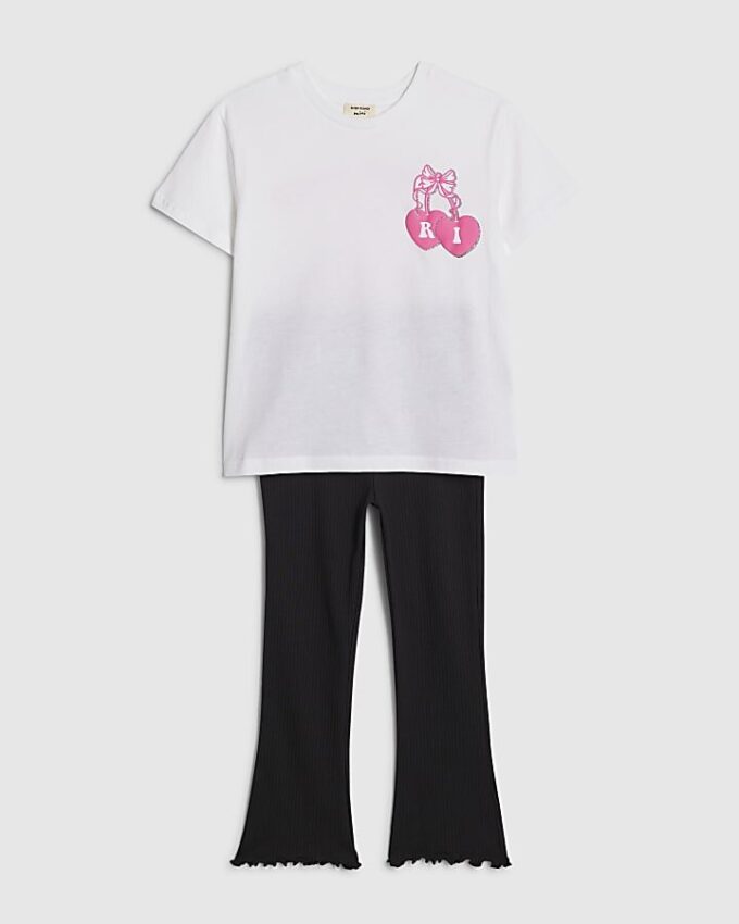 Mini Girls White Iconic Vibes T-Shirt Set