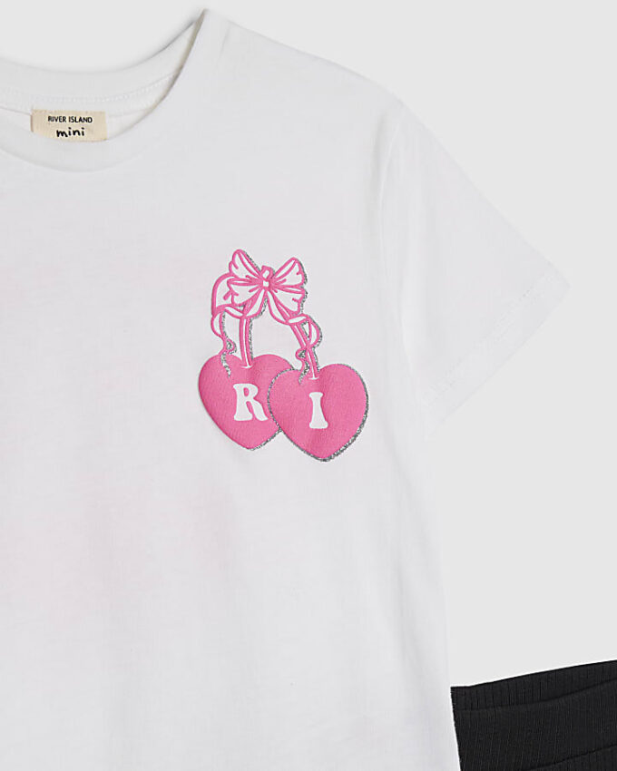 Mini Girls White Iconic Vibes T-Shirt Set