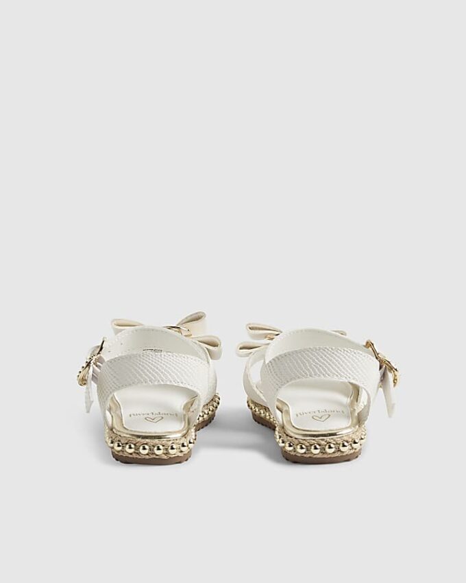 Mini Girls White Snake Bow Espadrille Sandals