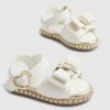 Mini Girls White Snake Bow Espadrille Sandals