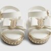 Mini Girls White Snake Bow Espadrille Sandals