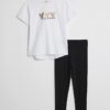 Mini Girls White Trio Heart T-Shirt Set