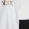 Mini Girls White Trio Heart T-Shirt Set