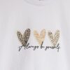 Mini Girls White Trio Heart T-Shirt Set