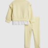 Mini Girls Yellow Broderie Hem Sweatshirt Set