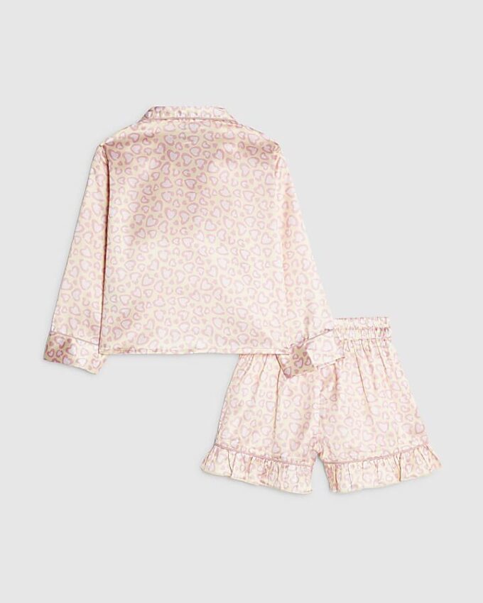Mini Girls Yellow Leopard Satin Pyjama’s Set