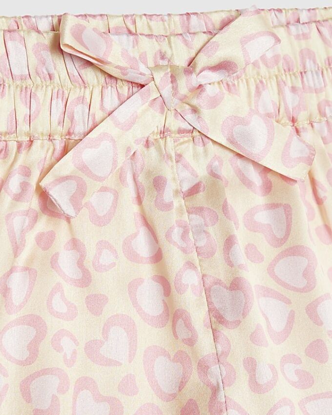 Mini Girls Yellow Leopard Satin Pyjama’s Set