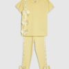 Mini Girls Yellow Satin Bow T-Shirt Set