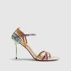 Multi Colour Caged Back Heeled Sandals