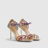Multi Colour Caged Back Heeled Sandals