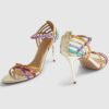 Multi Colour Caged Back Heeled Sandals