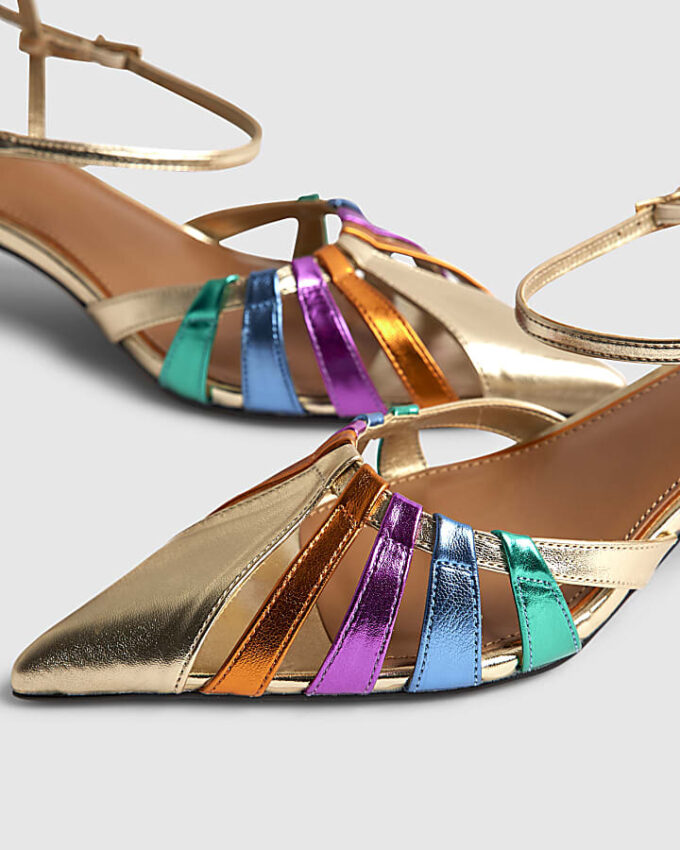 Multi Colour Caged Court Heels