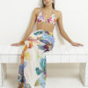 Multi Colour Tropical Print Maxi Beach Skirt