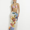 Multi Colour Tropical Print Maxi Beach Skirt