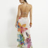 Multi Colour Tropical Print Maxi Beach Skirt