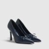 Navy Bow Court Heels