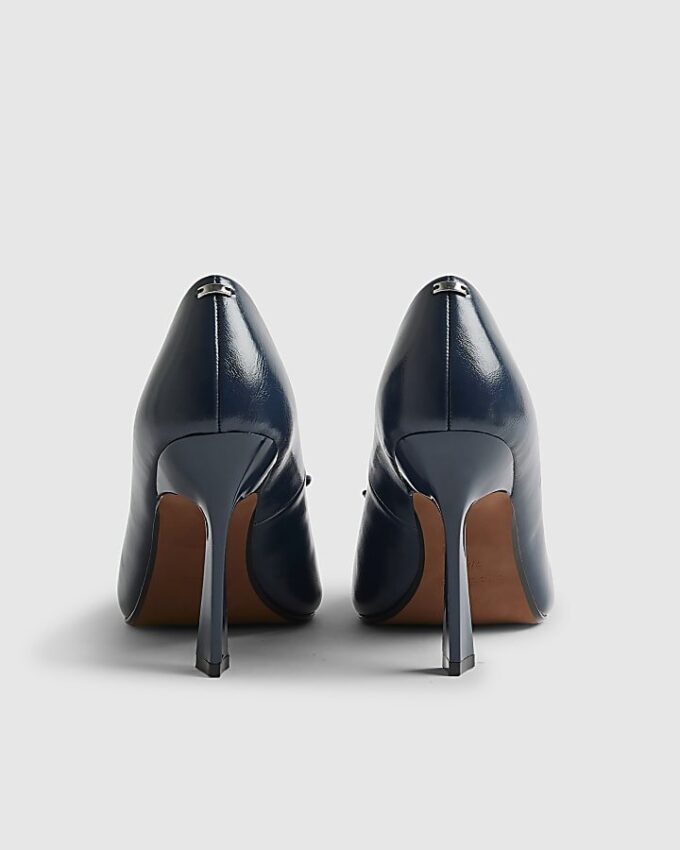 Navy Bow Court Heels
