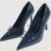 Navy Bow Court Heels
