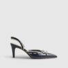 Navy Bow Slingback Court Heels