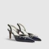 Navy Bow Slingback Court Heels