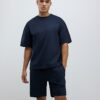 Navy Boxy Fit T-Shirt And Shorts Set