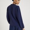 Navy Frill Trim Long Sleeve Top