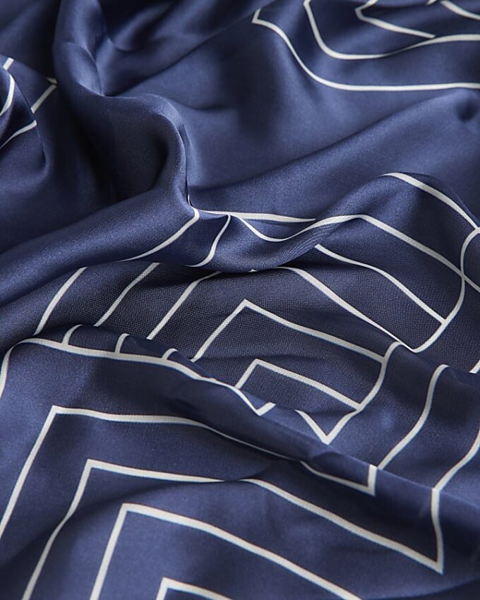 Navy Geometric Stripe Scarf