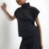 Navy High Neck Glitter Top