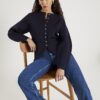 Navy Knitted Long Sleeve Structured Cardigan
